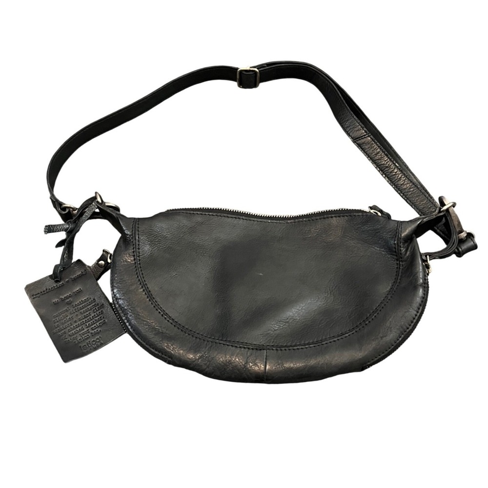 Latico Crosby Leather Sling Bag Black Washed Leather Crossbody Sling Bag